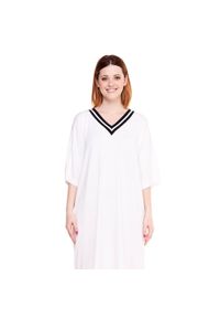 LEONE 1947 APPAREL - Czarno-biała sukienka damska o swobodnym kroju. Kolor: biały. Materiał: tkanina, dresówka #1