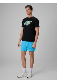 4f - 4F T-shirt regular z nadrukiem męski - czarny S. Okazja: na co dzień. Kolor: czarny. Materiał: materiał, bawełna. Długość: długie. Wzór: nadruk. Sezon: lato. Styl: klasyczny, casual #2
