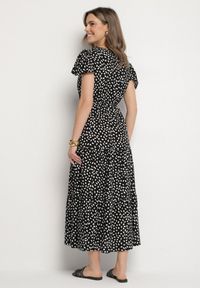 Born2be - Czarna Sukienka z Bawełną i Geometrycznym Wzorem Lunavella. Okazja: na co dzień, na spacer. Kolor: czarny. Materiał: bawełna. Wzór: geometria. Sezon: lato. Typ sukienki: proste. Styl: casual, elegancki #5