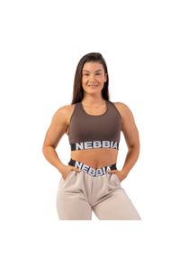 Biustonosz fitness NEBBIA Medium Impact Cross. Kolor: brązowy. Sport: fitness