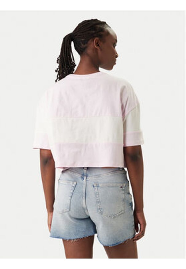 Tommy Jeans T-Shirt Badge Colour-Blocked DW0DW18706 Różowy Oversize. Kolor: różowy. Materiał: bawełna