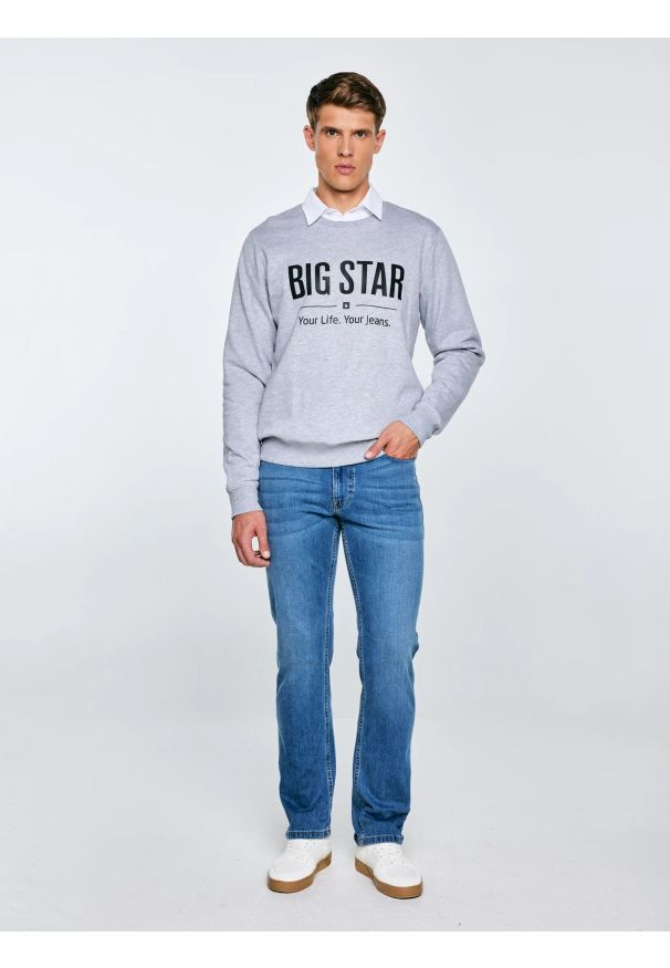 Big-Star - Bluza męska z nadrukiem szara Ecodort 901. Kolor: szary. Wzór: nadruk. Styl: klasyczny