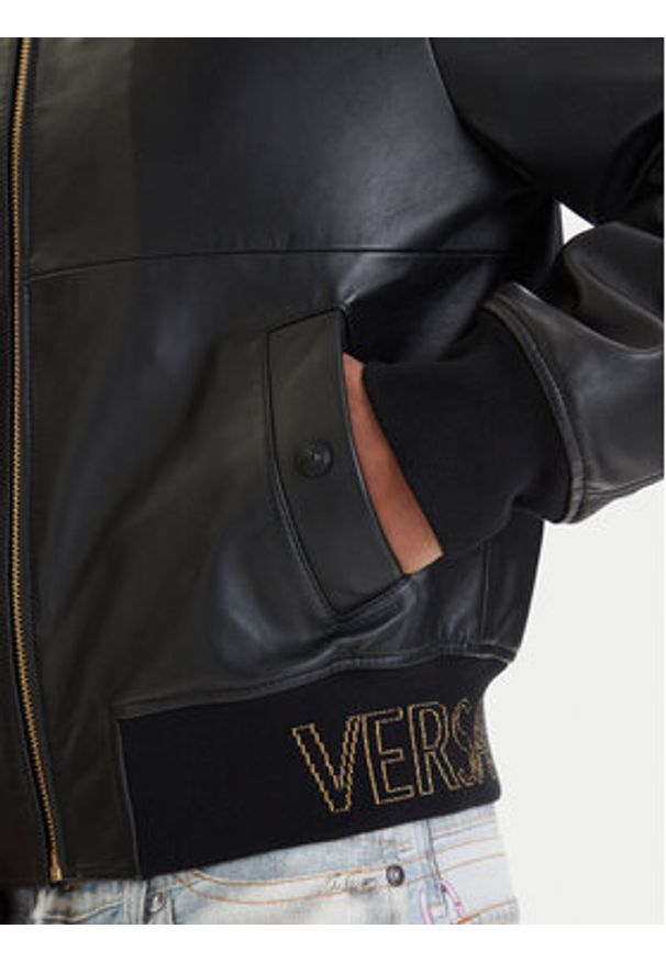 Versace Jeans Couture Kurtka skórzana 80GAVP06 CPPS3 Czarny Regular Fit. Kolor: czarny. Materiał: skóra