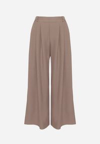Born2be - Jasnobrązowe Spodnie o Fasonie Palazzo z Wsuwanymi Kieszeniami Adivena. Okazja: na co dzień. Stan: podwyższony. Kolor: brązowy. Materiał: jedwab. Długość: długie. Styl: elegancki, casual #6