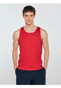 Big-Star - Koszulka męska bez rękawów czerwona Soner 603. Kolor: czerwony. Materiał: dzianina. Długość rękawa: bez rękawów. Wzór: nadruk. Sezon: lato. Styl: klasyczny, sportowy #1