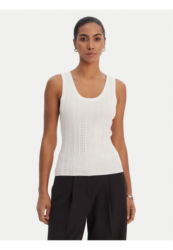 Fracomina Top FR26ST4005K524R9 Écru Slim Fit. Kolor: kremowy. Materiał: wiskoza