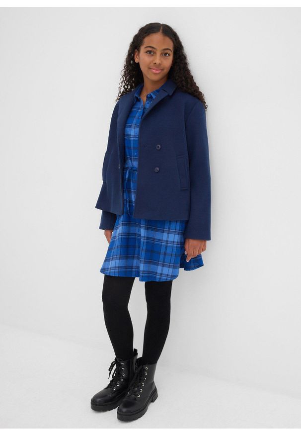 bonprix - Sukienka koszulowa z flaneli. Kolor: niebieski. Typ sukienki: koszulowe