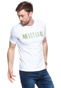 Mustang - MUSTANG T SHIRT LOGO TEE GENERAL WHITE 1008223 2045. Wzór: nadruk #4