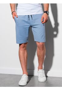 Ombre Clothing - Krótkie spodenki męskie dresowe W291 - błękitne - XXL. Kolor: niebieski. Materiał: dresówka. Długość: krótkie. Styl: klasyczny #1