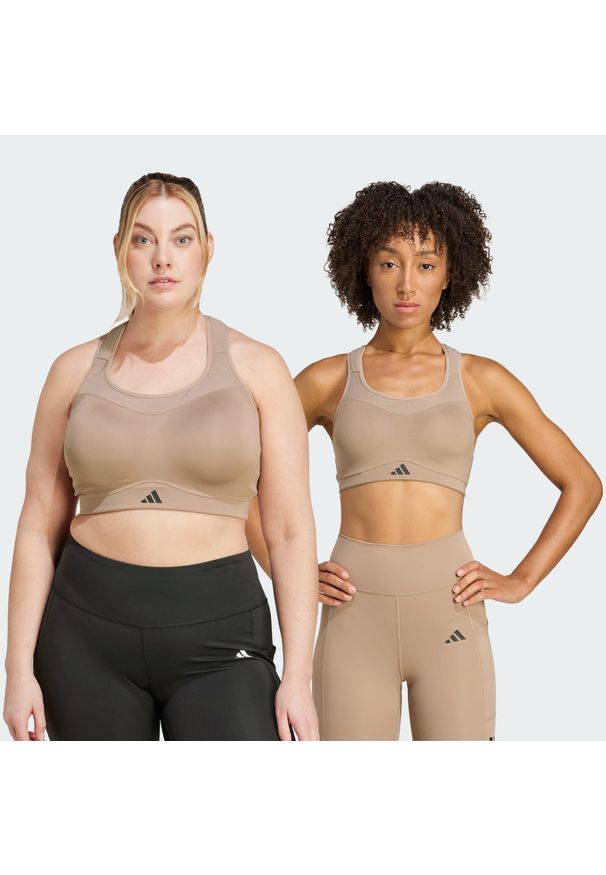 Adidas - Biustonosz treningowy TLRD Impact o mocnym wsparciu. Kolekcja: plus size. Kolor: brązowy. Materiał: materiał. Technologia: ClimaCool (Adidas). Sport: fitness