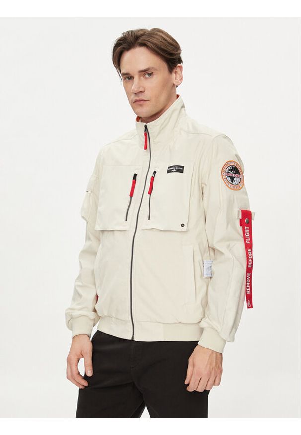 Aeronautica Militare Kurtka bomber 241AB2152CT3260 Écru Regular Fit. Materiał: bawełna