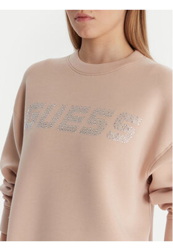Guess Bluza V4BQ15 K7UW2 Beżowy Regular Fit. Kolor: beżowy. Materiał: wiskoza
