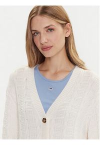 Tommy Jeans Kardigan Cable DW0DW21681 Écru Relaxed Fit. Materiał: bawełna #5