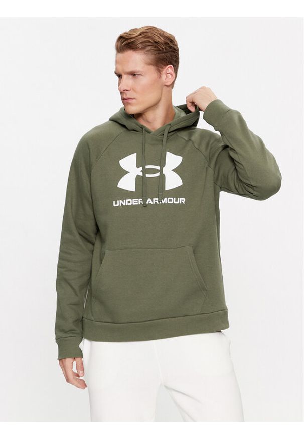 Under Armour Bluza Ua Rival Fleece Logo Hd 1379758 Khaki Loose Fit. Kolor: brązowy. Materiał: bawełna