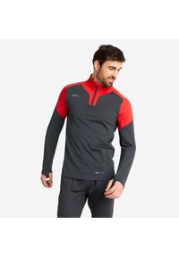 KIPSTA - Bluza do piłki nożnej Kipsta Viralto Club na krótki suwak. Kolor: czerwony, wielokolorowy, szary. Materiał: materiał, poliester, elastan. Długość: krótkie. Sport: piłka nożna