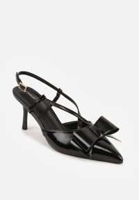 Born2be - Czarne Eleganckie Szpilki VICES z Ozdobną Kokardą Adrelena. Nosek buta: szpiczasty. Zapięcie: sprzączka. Kolor: czarny. Wzór: aplikacja. Materiał: skóra, lakier. Sezon: lato. Obcas: na szpilce. Styl: elegancki. Wysokość obcasa: średni #7