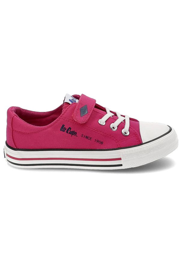 Różowe Trampki Dziecięce Lee Cooper Buty Na Rzepy. Okazja: na uczelnię, na co dzień. Zapięcie: rzepy. Kolor: różowy. Materiał: materiał, guma. Szerokość cholewki: normalna. Wzór: aplikacja. Styl: elegancki, młodzieżowy, casual