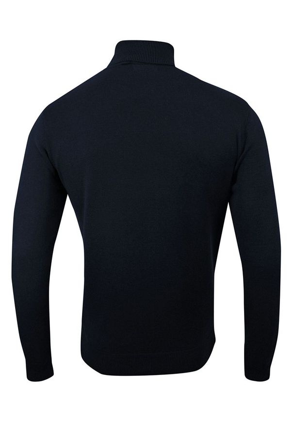 Golf Ciemny Granatowy Elegancki, Klasyczny, Męski -Brave Soul- 100% BAWEŁNA. Typ kołnierza: golf. Kolor: niebieski. Materiał: bawełna. Sezon: zima, jesień. Styl: elegancki, klasyczny