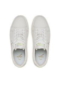 Calvin Klein Jeans Sneakersy Classic Cupsole Fluo Contrast YM0YM00603 Biały. Kolor: biały. Materiał: skóra