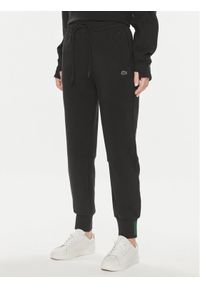 Lacoste Spodnie dresowe XF0343 Czarny Regular Fit. Kolor: czarny. Materiał: bawełna