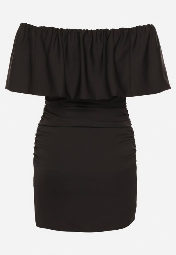 Born2be - Czarna Dopasowana Sukienka Koktajlowa Hiszpanka Vices Awilisa. Typ kołnierza: dekolt hiszpanka. Kolor: czarny. Sezon: lato. Styl: wizytowy