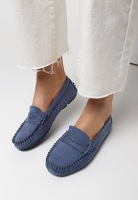 Born2be - Niebieskie Mokasyny Euthophai. Okazja: na co dzień. Kolor: niebieski. Materiał: skóra. Szerokość cholewki: normalna. Wzór: aplikacja. Styl: casual #5