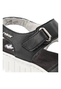 Sandały damskie Rieker, cholewka ze skóry naturalnej regulowane paski na rzepy odkryty fason, czarne, V1382-00. Okazja: na co dzień. Zapięcie: rzepy. Kolor: czarny. Materiał: skóra. Wzór: paski. Sezon: lato. Styl: elegancki, klasyczny, casual #7