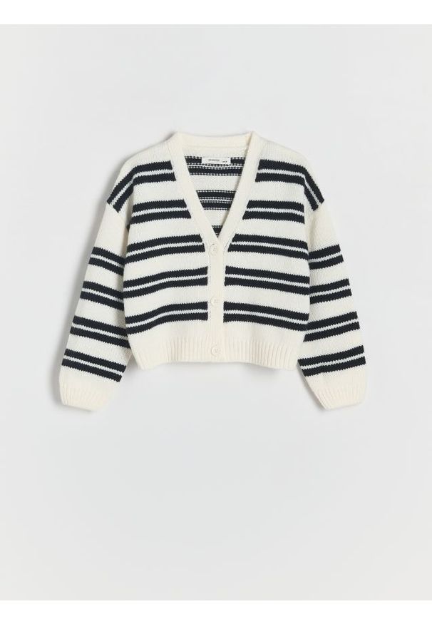 Reserved - Kardigan w paski - wielobarwny. Materiał: dzianina. Wzór: paski