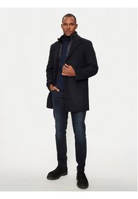 Hechter Paris Płaszcz wełniany 45014 142270 Granatowy Regular Fit. Kolor: niebieski. Materiał: wełna, syntetyk #6