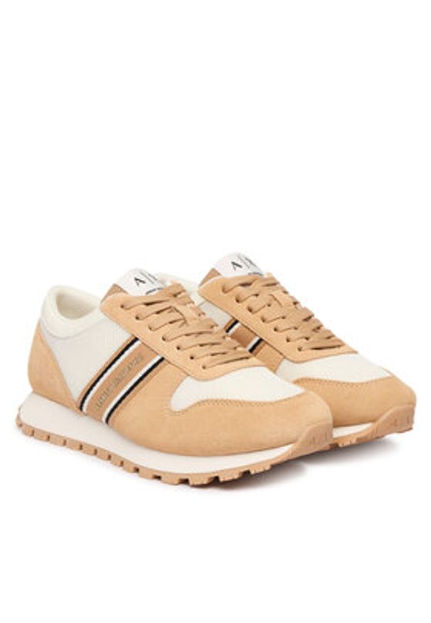 Armani Exchange Sneakersy XW002229 AF21431 MZ434 Beżowy. Kolor: beżowy. Materiał: skóra, zamsz