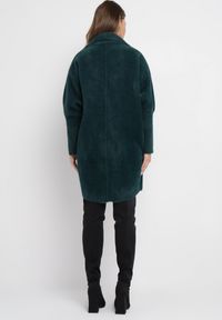 Born2be - Ciemnozielony Płaszcz z Bawełną Oversize Klepheia. Okazja: na co dzień. Kolor: zielony. Materiał: bawełna. Wzór: jednolity. Styl: casual #2