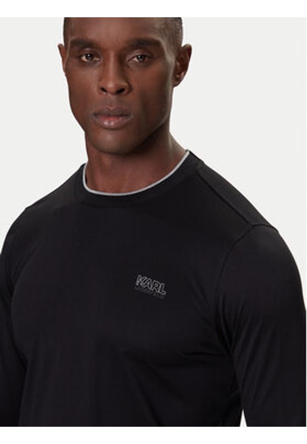 Karl Lagerfeld - KARL LAGERFELD Longsleeve 755001 554200 Czarny Regular Fit. Typ kołnierza: dekolt w karo. Kolor: czarny. Materiał: bawełna. Długość rękawa: długi rękaw