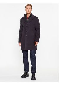 BOSS - Boss Płaszcz wełniany H-Hyde-Bib-234 50502250 Granatowy Slim Fit. Kolor: niebieski. Materiał: wełna #8