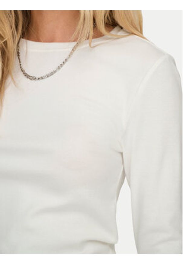 only - ONLY Bluzka Riley 15323159 Biały Slim Fit. Kolor: biały. Materiał: bawełna
