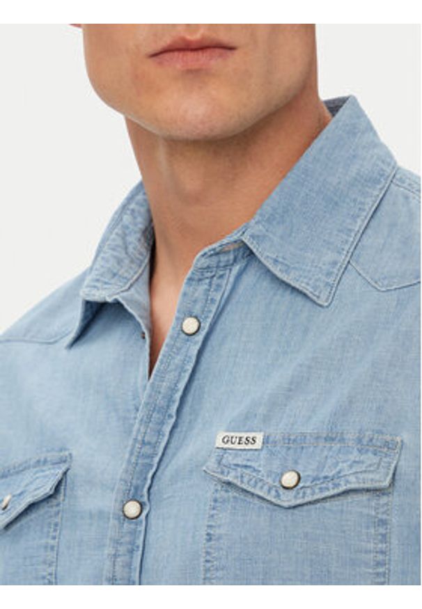 Guess Koszula 183286 Niebieski Classic Fit. Kolor: niebieski. Materiał: bawełna