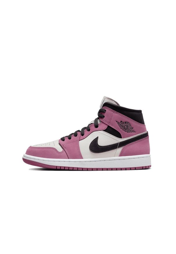 Buty do chodzenia męskie Nike Air Jordan 1 Retro Mid. Kolor: różowy. Materiał: skóra. Sport: turystyka piesza