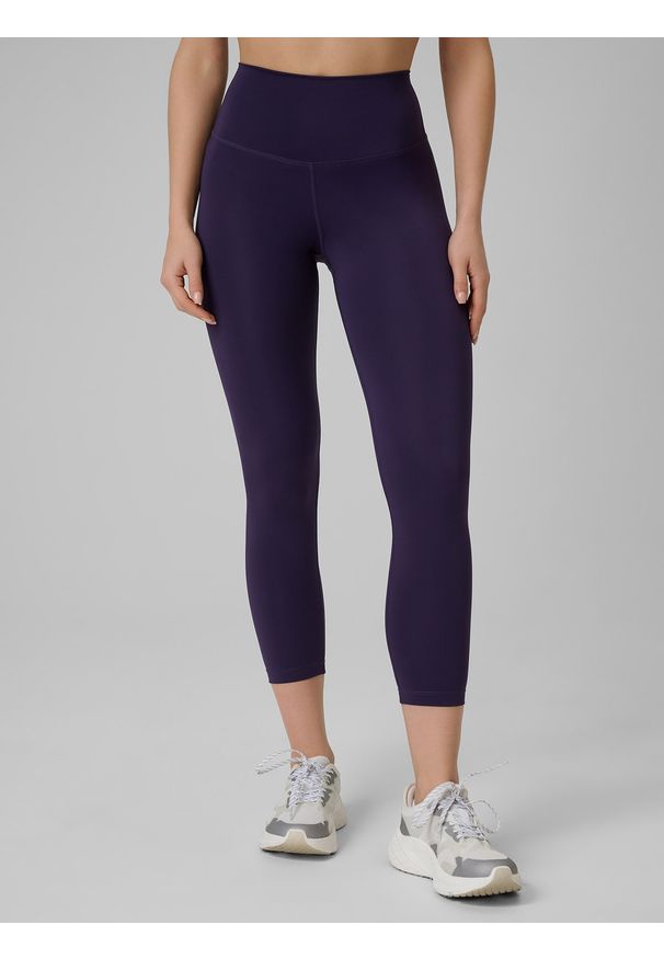 4f - 4F Legginsy treningowe szybkoschnące damskie - fioletowe S. Kolor: fioletowy. Sport: fitness