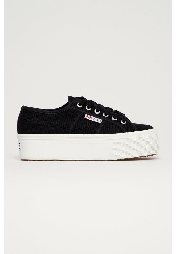 Superga - Tenisówki. Nosek buta: okrągły. Zapięcie: sznurówki. Kolor: czarny. Materiał: guma. Obcas: na platformie