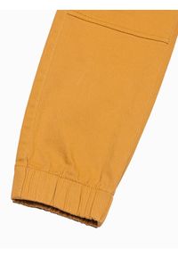 Ombre Clothing - Spodnie męskie joggery P886 - musztardowe - XL. Kolor: żółty. Materiał: bawełna, elastan. Styl: klasyczny #5