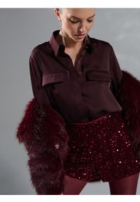 Sinsay - Szorty z cekinami - bordowy. Kolor: czerwony