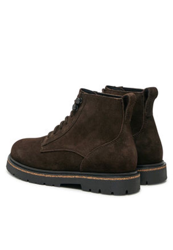 Birkenstock Botki Highwood Lace Mid W Leve 1028940 Brązowy. Kolor: brązowy. Materiał: skóra, zamsz