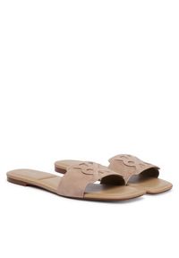 Calvin Klein Klapki Square Flat Sndl Embl Suede HW0HW03055 Beżowy. Kolor: beżowy. Materiał: skóra, zamsz #6