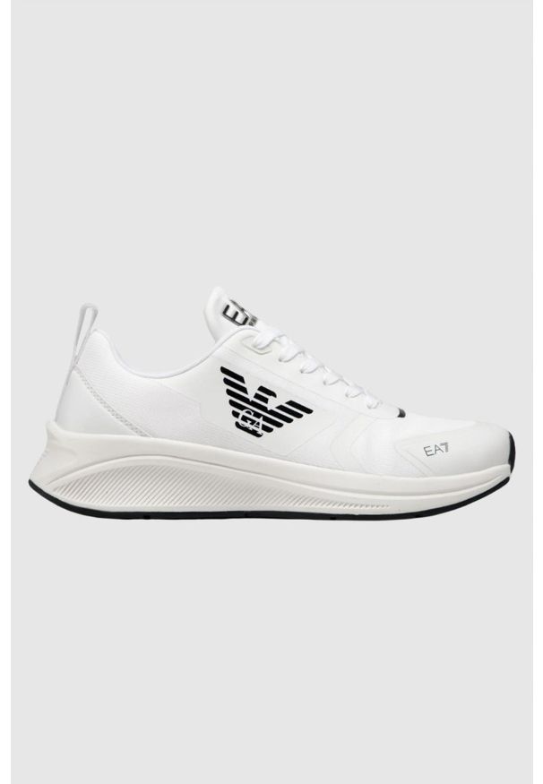 EA7 Emporio Armani - EA7 Białe sneakersy z czarną podeszwą, Rozmiar 43 1/3. Kolor: biały