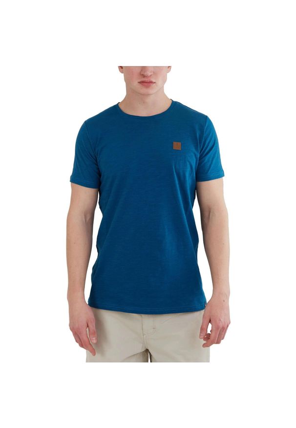 FUNDANGO - T-shirt męski Fundango Jaggy Strukturyzowany krótki rękaw. Kolor: niebieski. Długość rękawa: krótki rękaw. Długość: krótkie