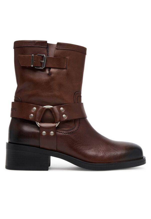 Tommy Jeans Botki Tjw Biker EN0EN02811 Brązowy. Kolor: brązowy. Materiał: skóra