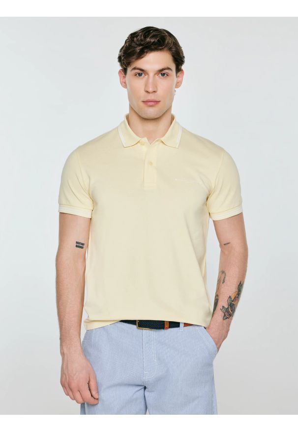 Big-Star - Koszulka męska polo żółta Wladym 200. Okazja: na co dzień. Typ kołnierza: polo. Kolor: żółty. Materiał: dzianina. Wzór: nadruk. Sezon: lato. Styl: klasyczny, casual