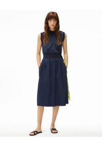 Kenzo - KENZO - Granatowa sukienka midi. Kolor: niebieski. Materiał: materiał. Długość: midi #1