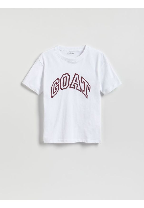 Reserved - T-shirt z nadrukiem - kremowy. Kolor: kremowy. Materiał: dzianina, bawełna. Wzór: nadruk