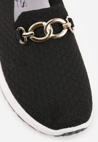 Renee - Czarne Wsuwane Półbuty w Stylu Tenisówek Ozdobione Klamrą Wiatalia. Okazja: na co dzień. Zapięcie: bez zapięcia. Kolor: czarny. Materiał: jeans. Wzór: aplikacja. Styl: casual #7