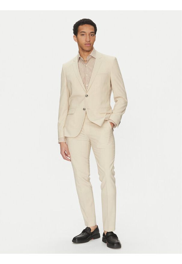 Hugo - HUGO Garnitur Arti/Hesten232X 50540341 Beżowy Extra Slim Fit. Kolor: beżowy. Materiał: syntetyk